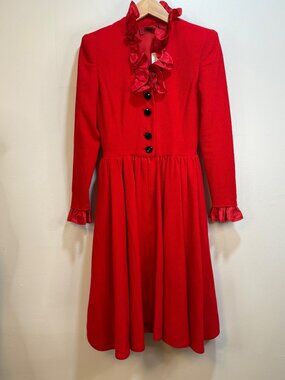 Valentino Night Iconic Red Ruffle Vintage Deatstock Couture Mob Wife 1980s Sz 4